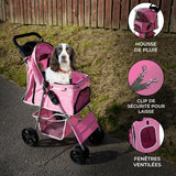 Hundvagn med Regnskydd – Rosa