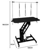 Svart Hydrauliskt Bord för Husdjurstrimning - Svart Bordsyta