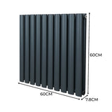 Radiatorer med Ovala Kolumner – 600mm x 600mm – Grå