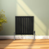 Radiatorer med Ovala Kolumner – 600mm x 600mm – Svart