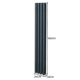 Radiatorer med Ovala Kolumner – 1600mm x 240mm – Grå
