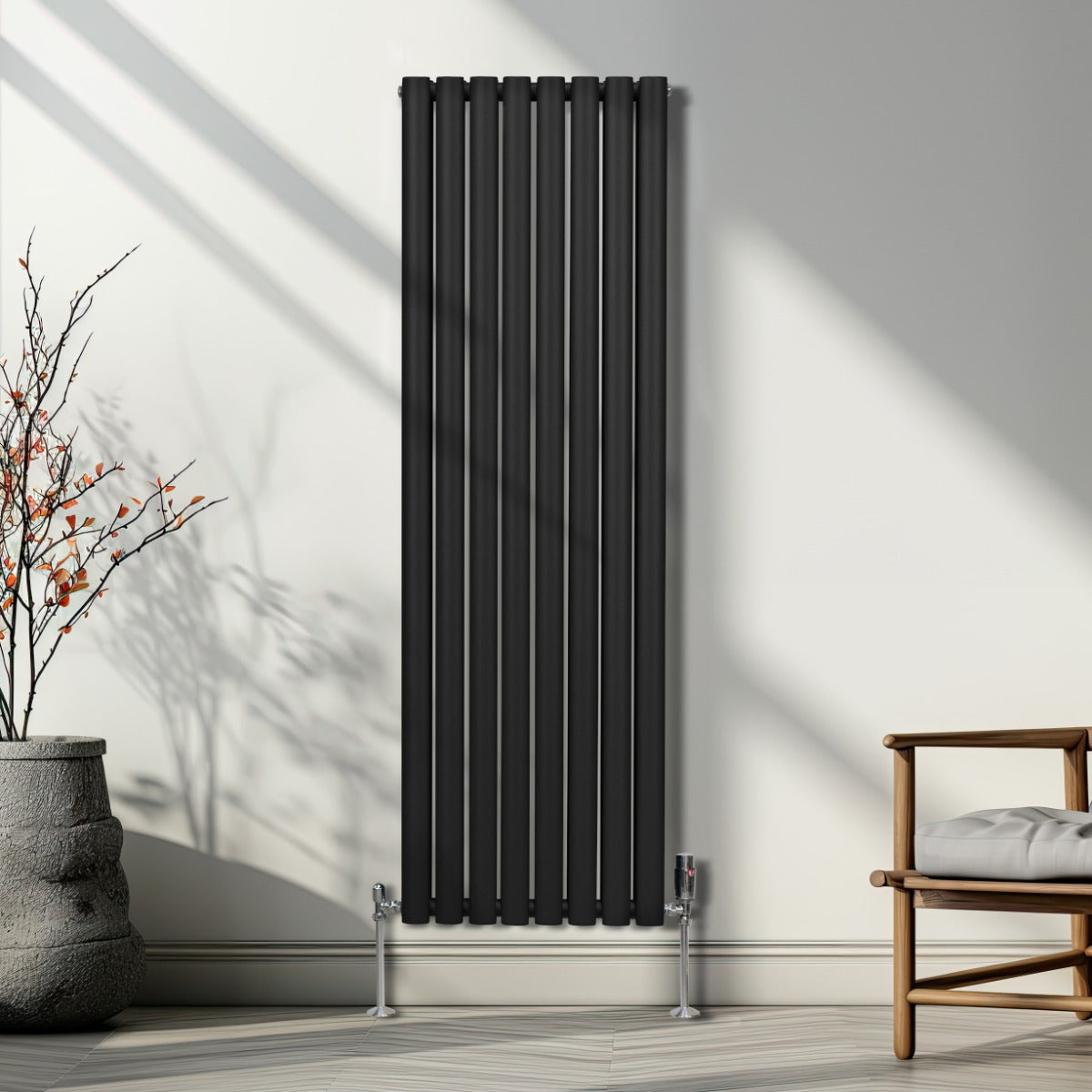 Radiatorer med Ovala Kolumner – 1600mm x 480mm – Svart