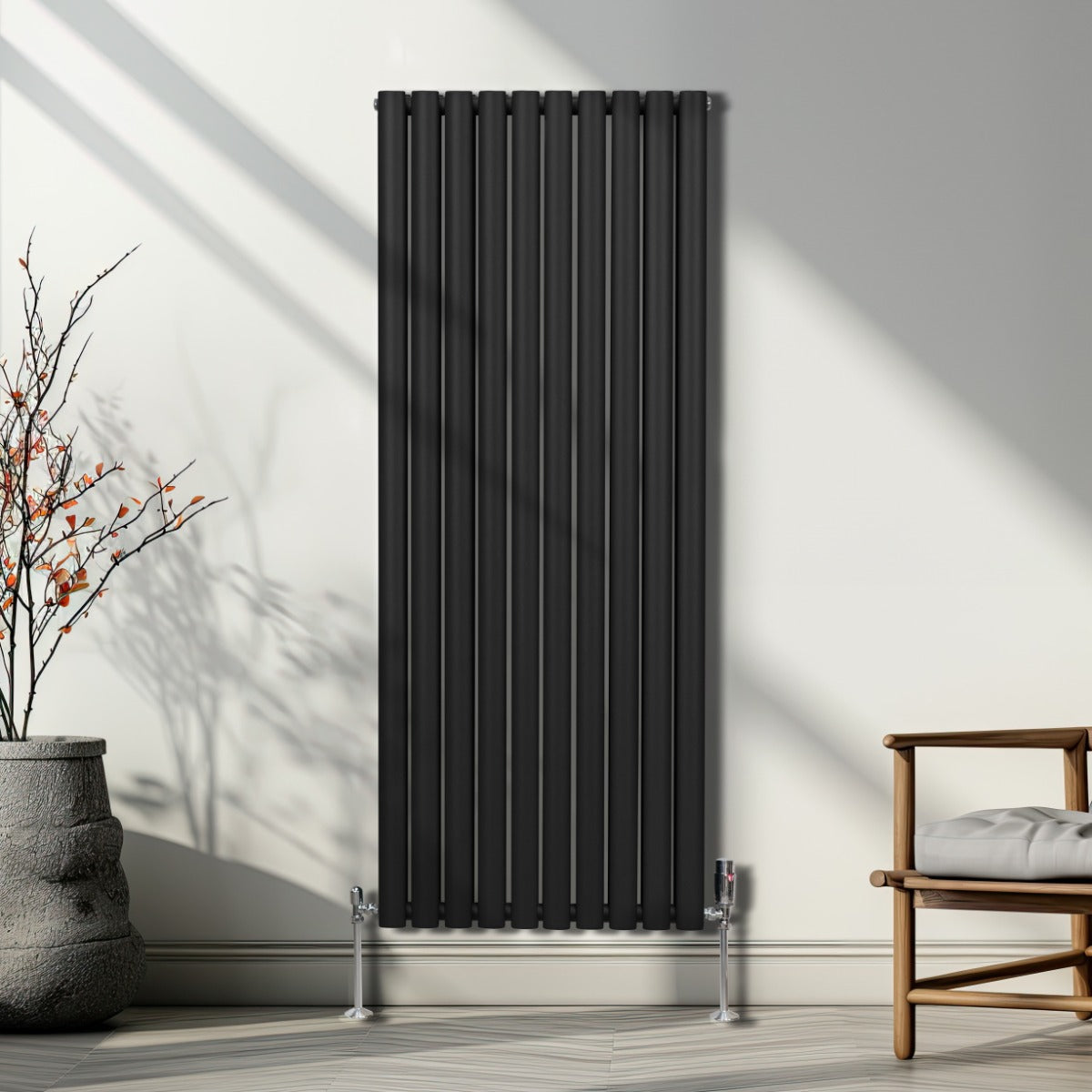 Radiatorer med Ovala Kolumner – 1600mm x 600mm – Svart