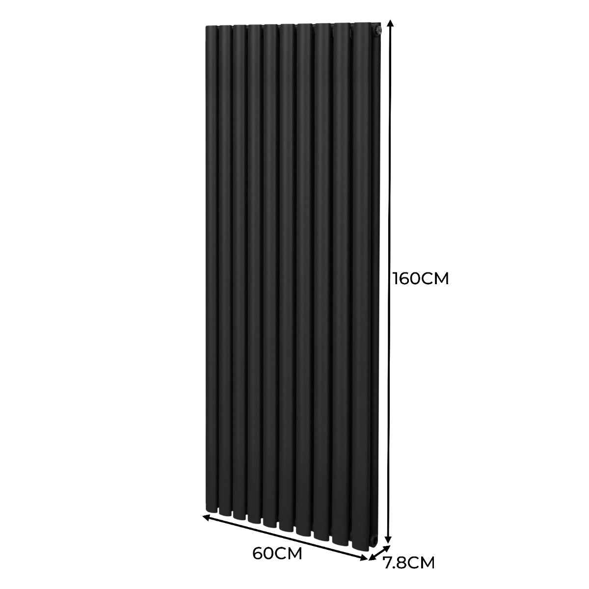 Radiatorer med Ovala Kolumner – 1600mm x 600mm – Svart