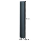Radiatorer med Ovala Kolumner – 1800mm x 240mm – Grå