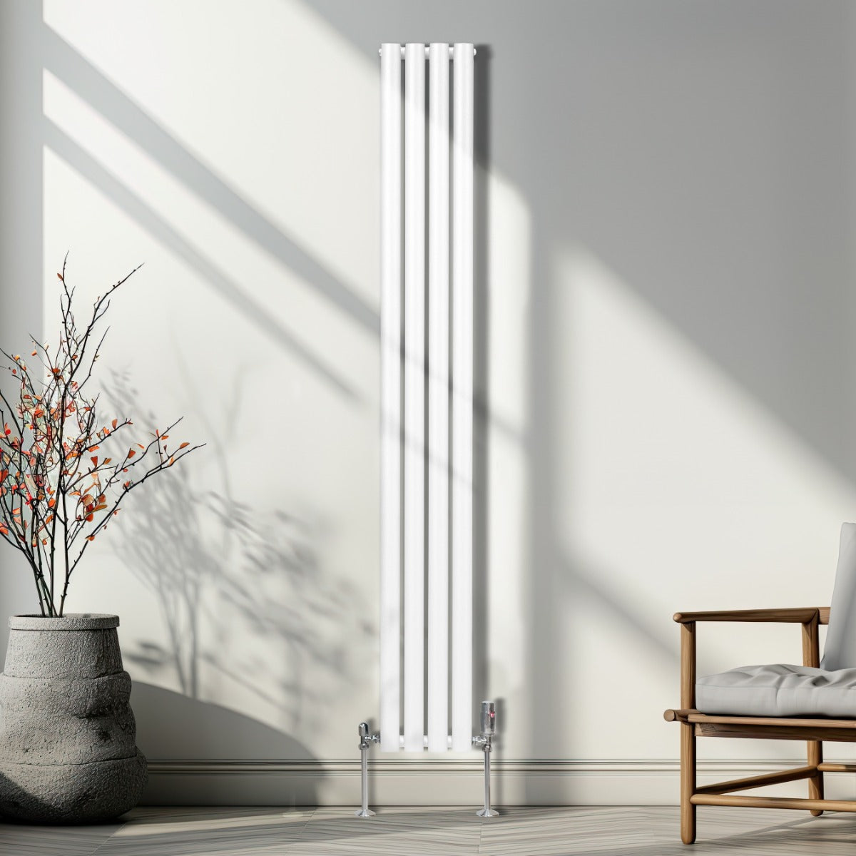 Radiatorer med Ovala Kolumner – 1800mm x 240mm – Vit