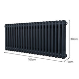 Traditionell 2-kolumns radiator - 300 x 1012 mm – Antracitgrå