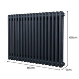 Traditionell 2-kolumns radiator - 600 x 832 mm – Antracitgrå
