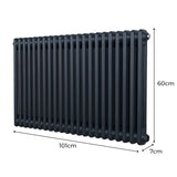 Traditionell 2-kolumns radiator - 600 x 1012 mm – Antracitgrå