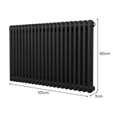 Traditionell 2-kolumns radiator - 600 x 1012 mm – Svart