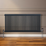Traditionell 2-kolumns radiator - 600 x 1192 mm – Antracitgrå