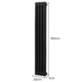 Traditionell 2-kolumns radiator - 1500 x 202 mm - Svart