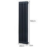 Traditionell 2-kolumns radiator - 1500 x 292 mm – Antracitgrå