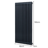 Traditionell 2-kolumns radiator - 1500 x 562 mm – Antracitgrå
