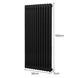 Traditionell 2-kolumns radiator - 1500 x 562 mm – Svart