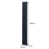 Traditionell 2-kolumns radiator - 1800 x 202 mm – Antracitgrå
