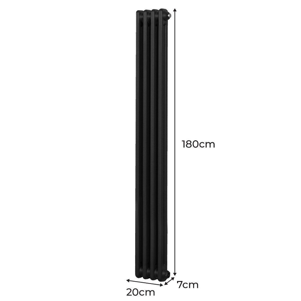 Traditionell 2-kolumns radiator - 1800 x 202 mm – Svart