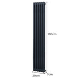 Traditionell 2-kolumns radiator - 1800 x 292 mm – Antracitgrå