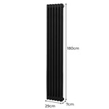 Traditionell 2-kolumns radiator - 1800 x 292 mm – Svart