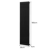 Traditionell 2-kolumns radiator - 1800 x 382 mm – Svart