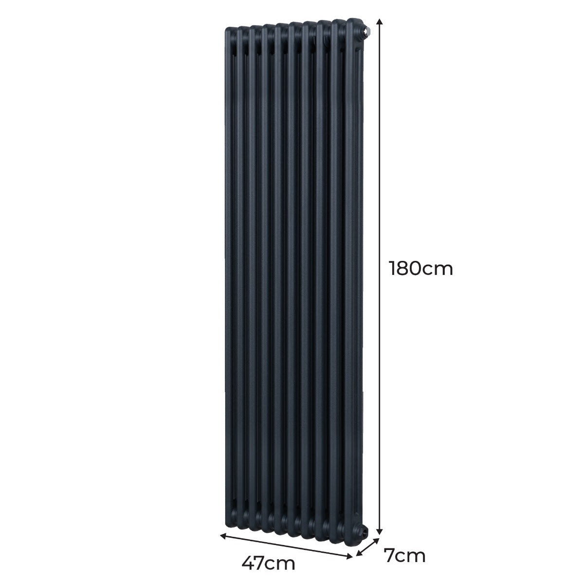 Traditionell 2-kolumns radiator - 1800 x 472 mm – Antracitgrå