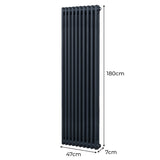 Traditionell 2-kolumns radiator - 1800 x 472 mm – Antracitgrå