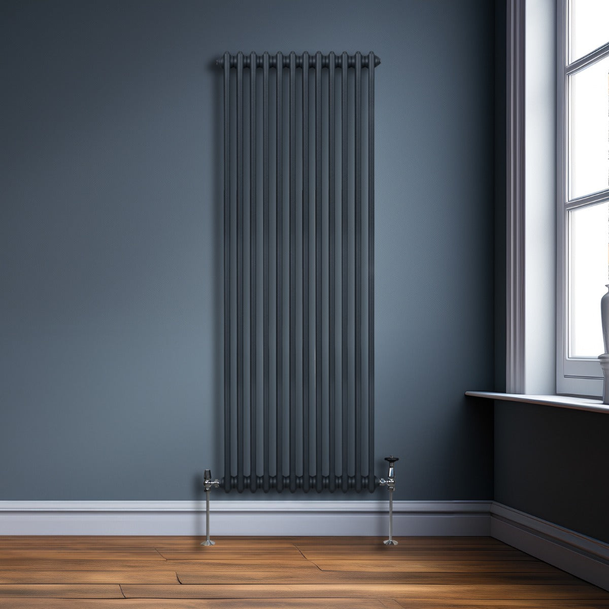 Traditionell 2-kolumns radiator - 1800 x 562 mm – Antracitgrå