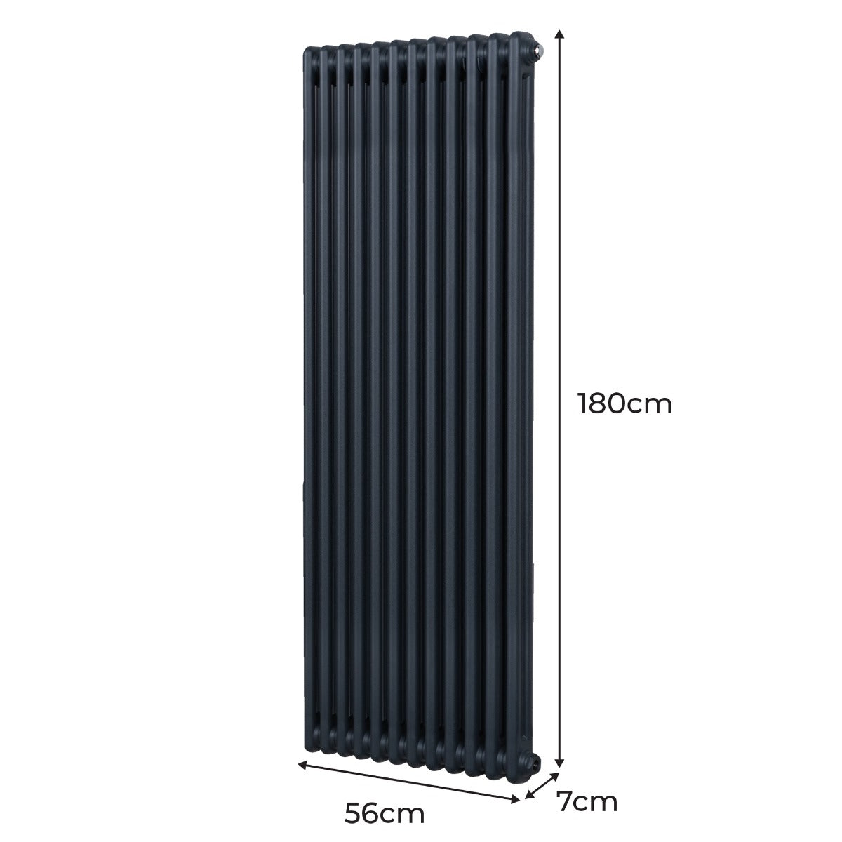 Traditionell 2-kolumns radiator - 1800 x 562 mm – Antracitgrå