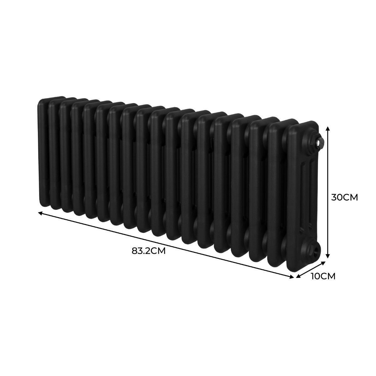 Traditionell 3-kolumns radiator - 300 x 832 mm – Svart