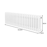 Traditionell 3-kolumns radiator - 300 x 1012 mm – Vit