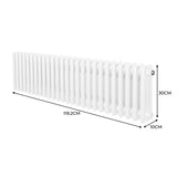 Traditionell 3-kolumnig radiator - 300 x 1192mm - Vit