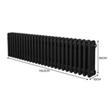 Traditionell 3-kolumns radiator - 300 x 1192 mm – Svart