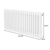 Traditionell 3-kolumns radiator - 600 x 1012 mm – Vit