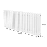 Traditionell 3-kolumns radiator - 600 x 1192 mm – Vit