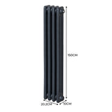 Traditionell 3-kolumns radiator - 1500 x 202 mm – Antracitgrå