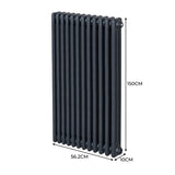 Traditionell 3-kolumns radiator - 1500 x 562 mm – Antracitgrå