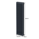 Traditionell 3-kolumns radiator - 1800 x 292 mm – Antracitgrå