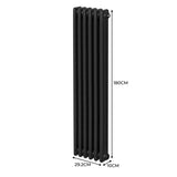 Traditionell 3-kolumns radiator - 1800 x 292 mm – Svart