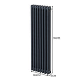 Traditionell 3-kolumns radiator - 1800 x 382 mm – Antracitgrå
