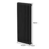 Traditionell 3-kolumns radiator - 1800 x 472 mm – Svart
