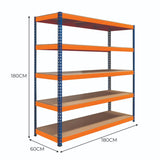 S-Rax Hyllsystem - 180cm x 180cm x 60cm – 5 Hyllplan