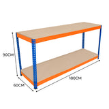 Arbetsbänk S-Rax med 2 nivåer - 180cm x 60cm x 90cm
