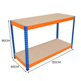 Arbetsbänk S-Rax med 2 nivåer - 150cm x 60cm x 90cm