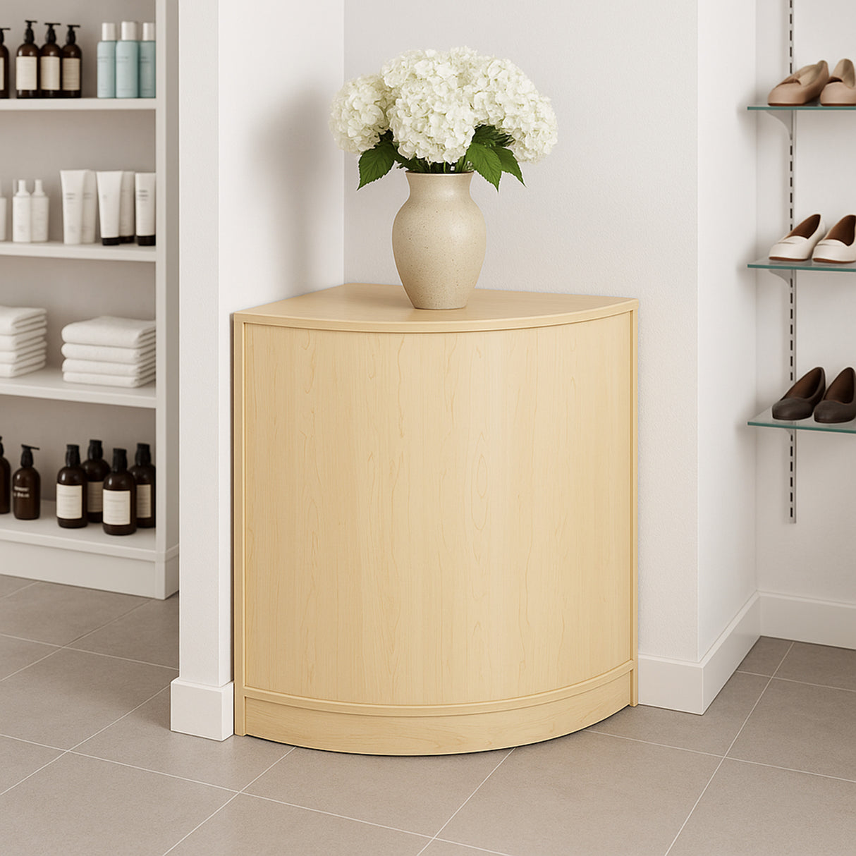 CM60 Hörndisk för butik – Lönnfärgad finish