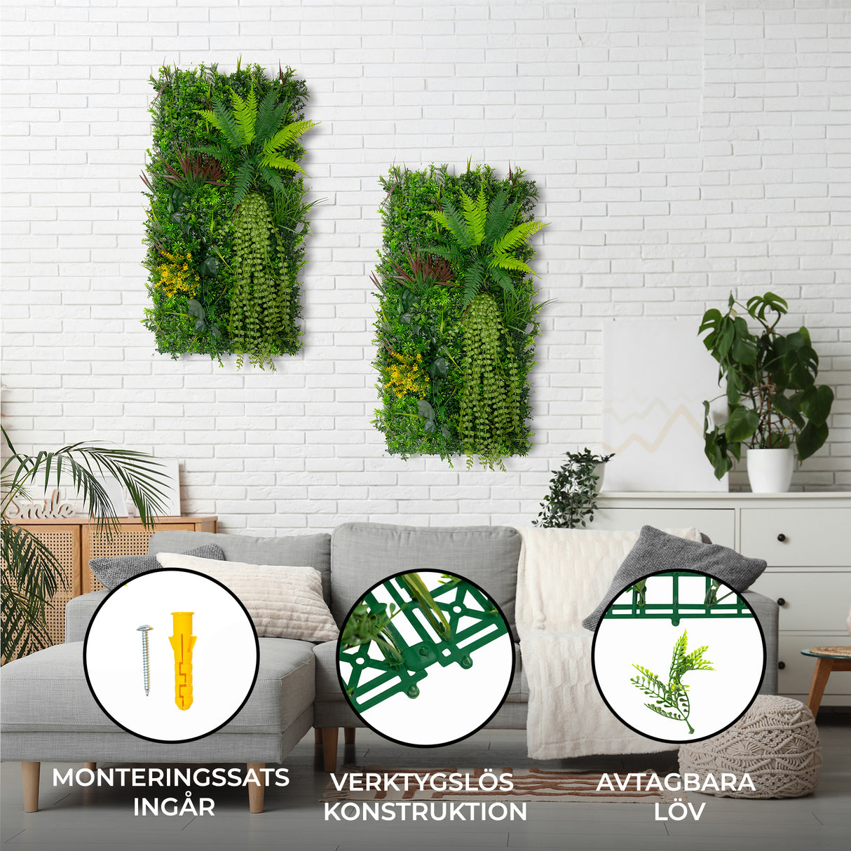 Alina Konstgjord Vertikal Trädgårdsväggpanel – 50cm x 100cm (set med 2 enheter)