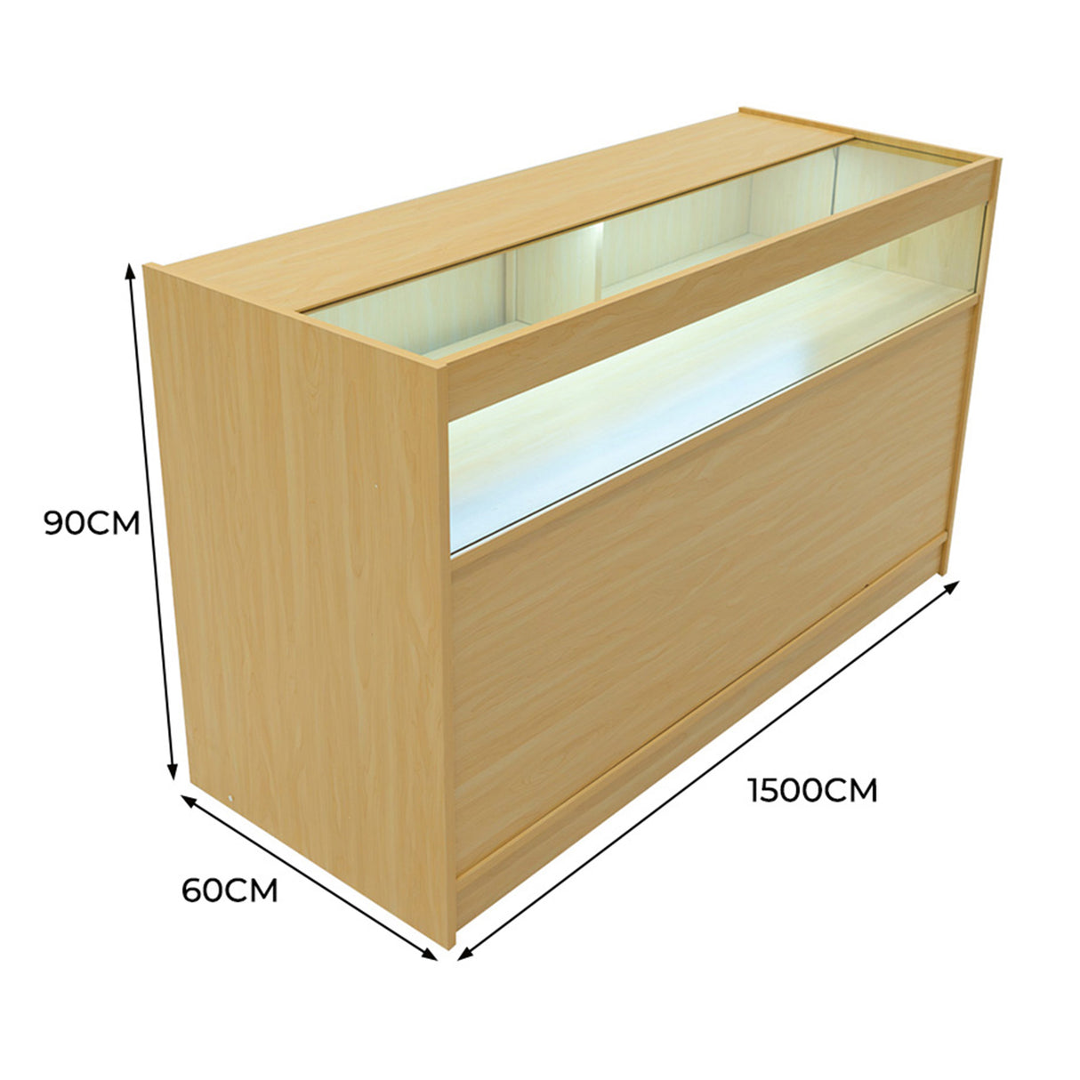 B1500 Butiksmodul med LED – Lönnfärgad finish