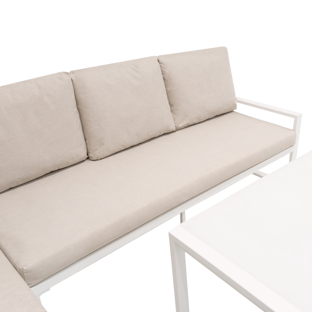 Aluminium Hörnsoffa för utomhusbruk 7-sits - Vit