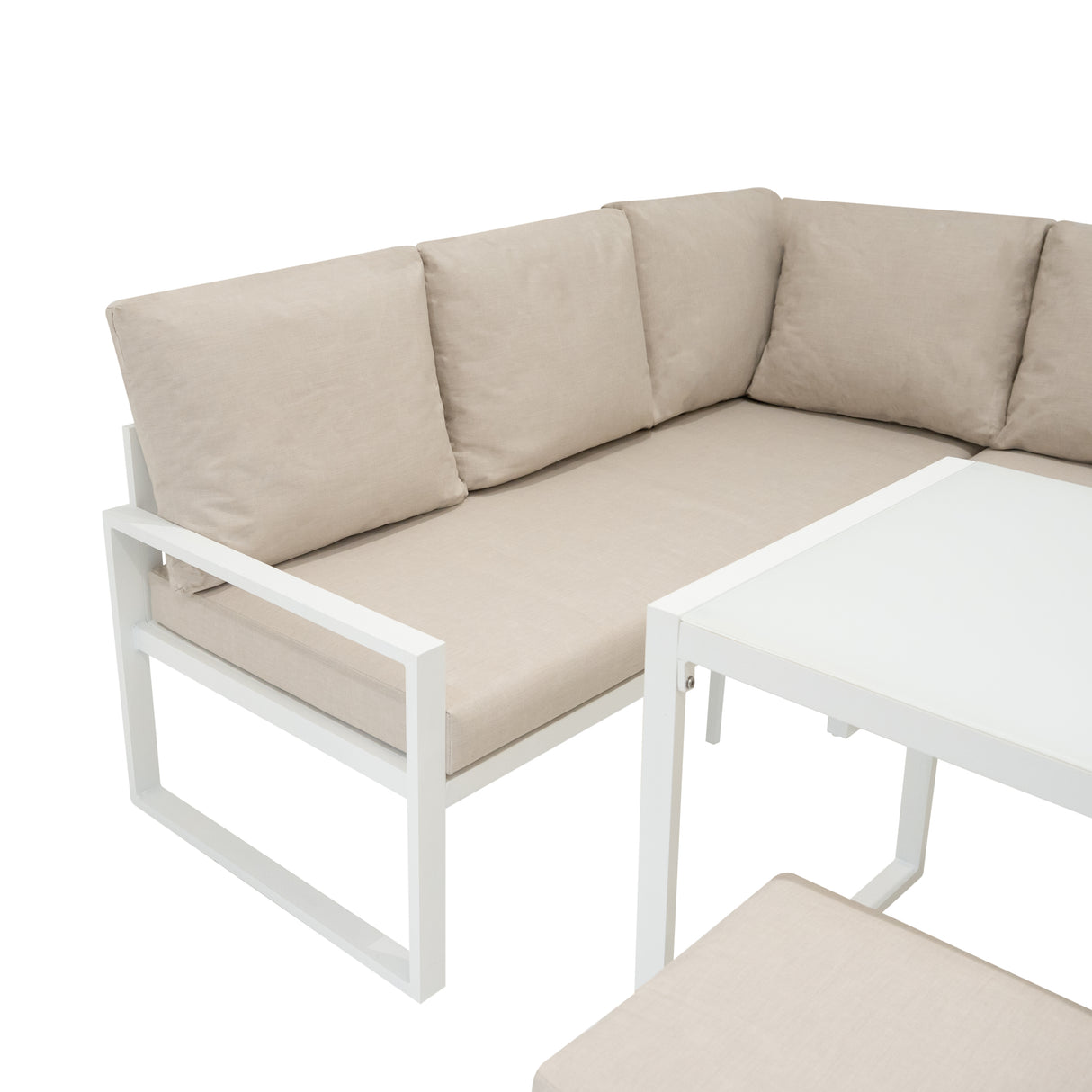 Aluminium Hörnsoffa för utomhusbruk 7-sits - Vit