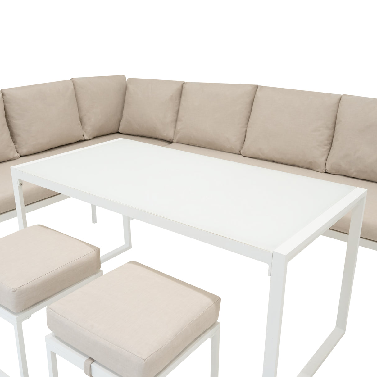 Aluminium Hörnsoffa för utomhusbruk 7-sits - Vit