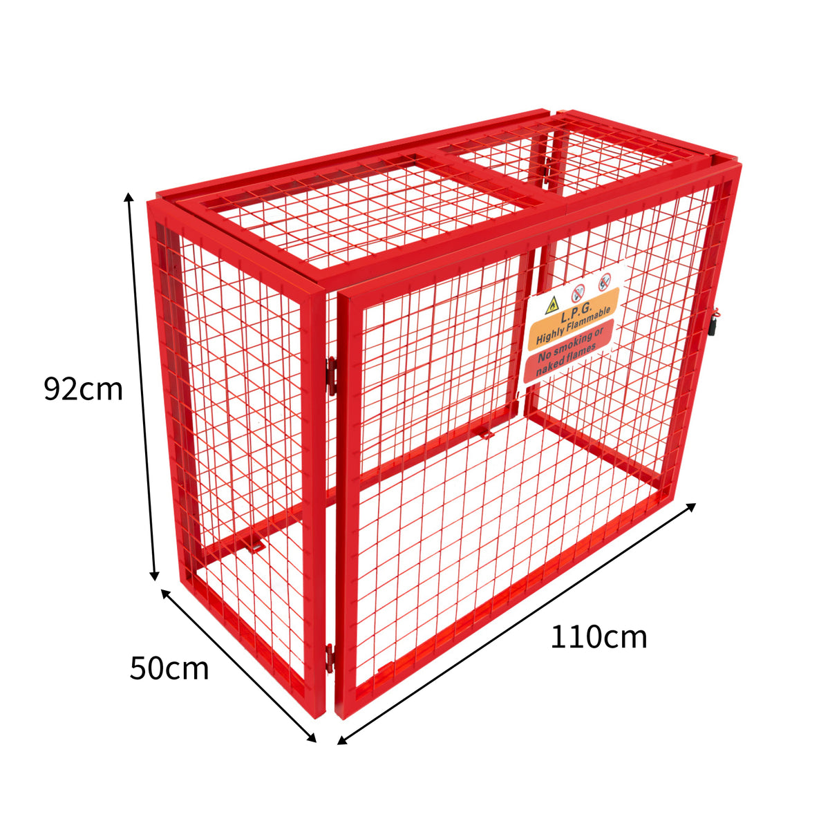 Hopfällbart gasflaskbur - 92cm x 110cm x 50cm - Röd